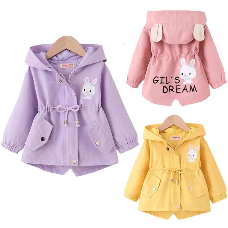 Jackets Girls Jacket 1 6 Year Baby Spring Autumn Casual Windbreaker Kid Outerwear Cute Rabbit Hooded Toddler Coat Children Clothing 230728