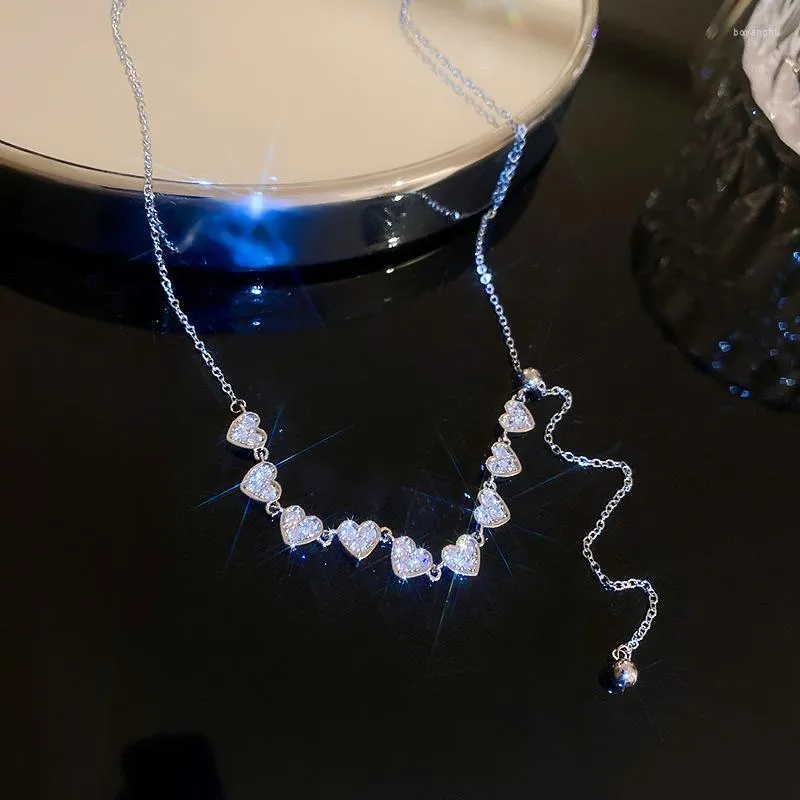 Suç kaitin zirkon kalp kolye kadınlar için 2023 Kore moda yaka zinciri boyun zinciri zarif takılar mücevher