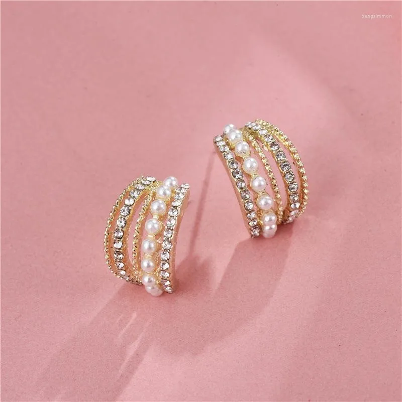 Dangle Earrings Stylish Imitation Pearls Geometric Stud Exquisite High Quality Cubic Zirconia Jewelry For Women