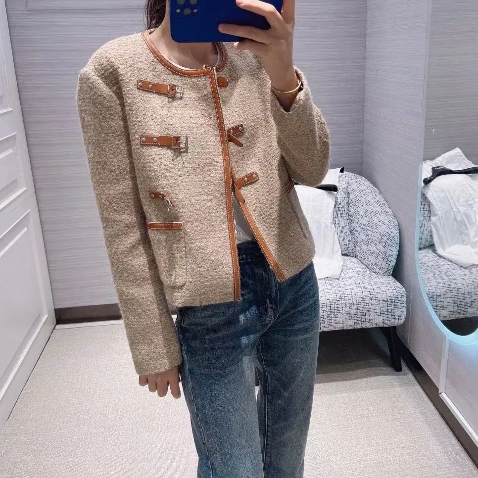 Y045 Women's Jackets runway chic Winter Woman Tweed Outwear Jacket Embroidery Baseball Jacket Coat Tooling Jacket