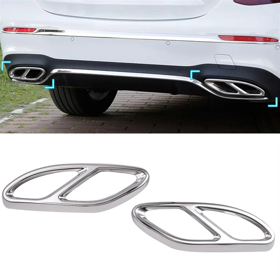 2pcs couverture d'autocollant d'échappement en acier brillant pour Mercedes Benz GLC A B C Classe E C207 Coupé 2014-2017 W212 W213 W205 X253 C180 C20240u