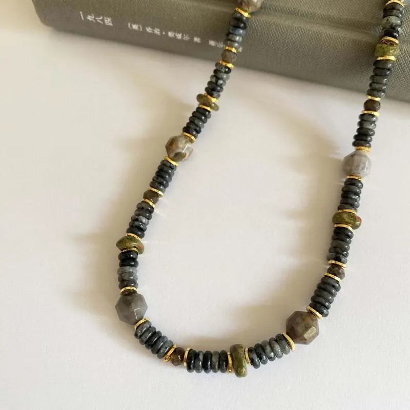 Chaînes faites à la main pierre naturelle Unakite Labradorite Agate perles collier pour femmes vacances d'été bijoux Design Unique goutte