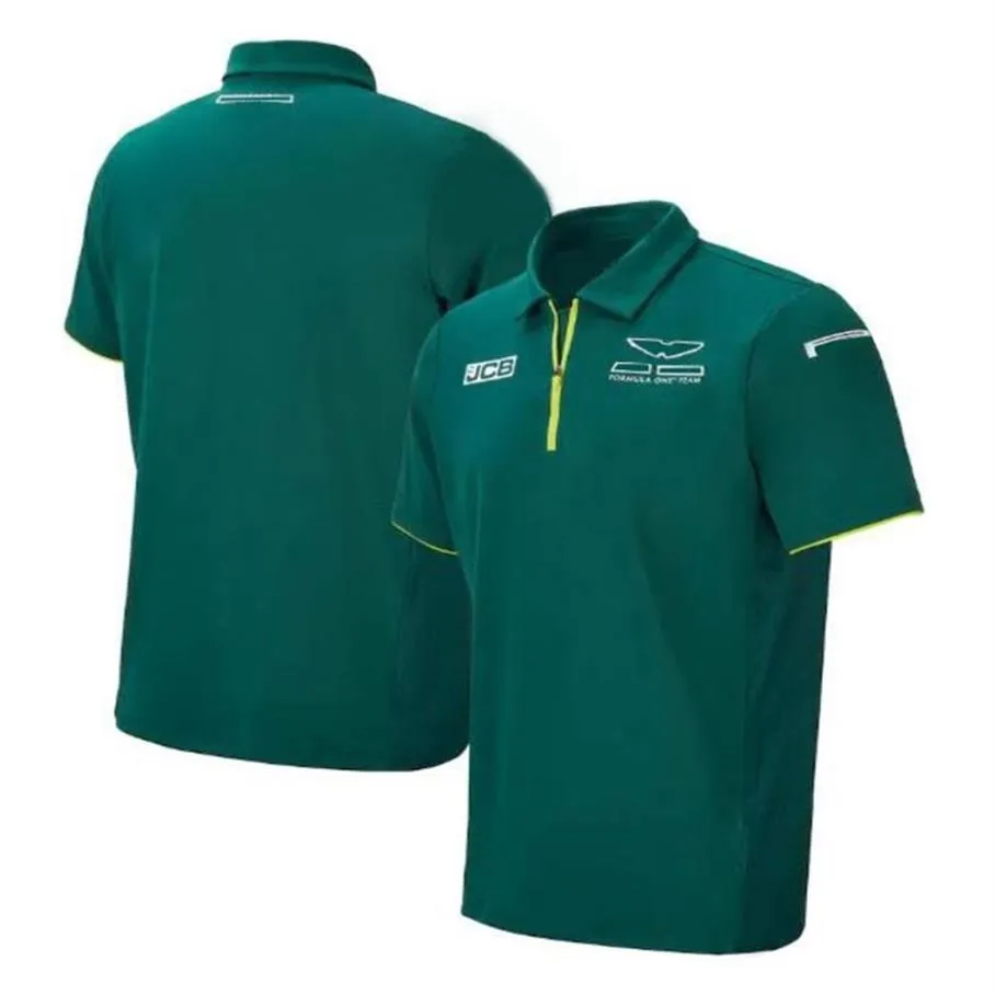 2021 Formula One co-branded carro LOGO F1 equipe de corrida terno camisa polo de manga curta respirável meia manga camisa de gola redonda personalizada 223g