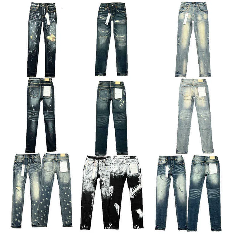 Tasarımcı mor kot marka moda erkek jean sıkıntılı motosiklet bisikletçisi rock sıska ince yırtık delik mektubu üst kaliteli hip hop denim pantolon 4mrt