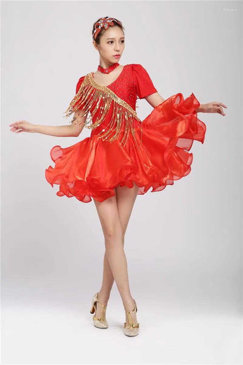 Stage Wear Adult Latin Dance Dresses For Tassel Style Cha Cha/Rumba/Samba/Ballroom/Tango Clothing Lady Costume Girls Dancewear