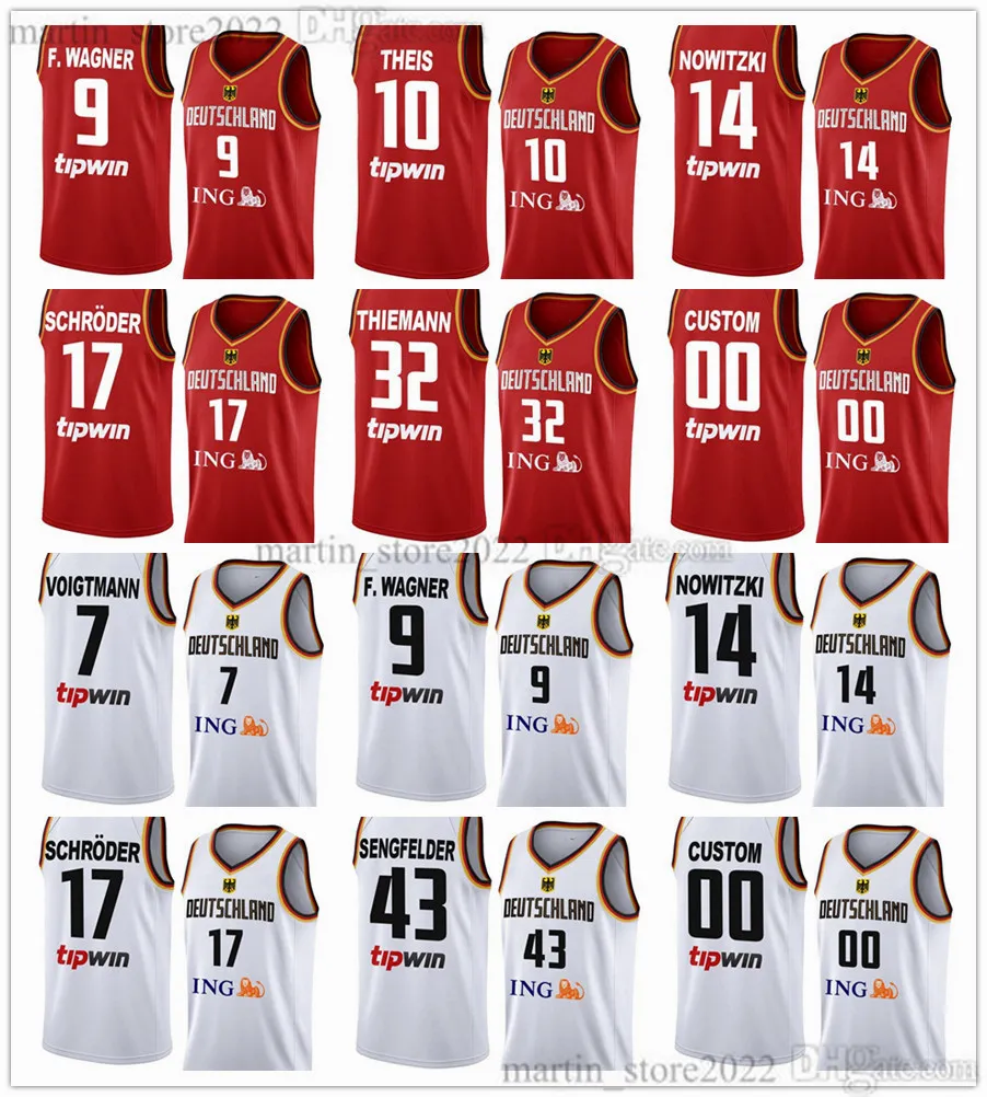 2023 Fiba Germany Cup Cup Basketball Jerseys 14 Dirk Nowitzki Dennis 17 Schroder 9 Franz F.Wagner 10 Daniel Theis Maodo Lo Niels Giffey Weiler-Babb Voigtmann Hollatz