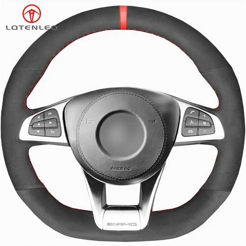 Black Suede Steering Wheel Cover For Mercedes Benz A45 AMG W205 C43 C63S CLA45 CLS63 GLC 43 c63 GLE43 AMG227E
