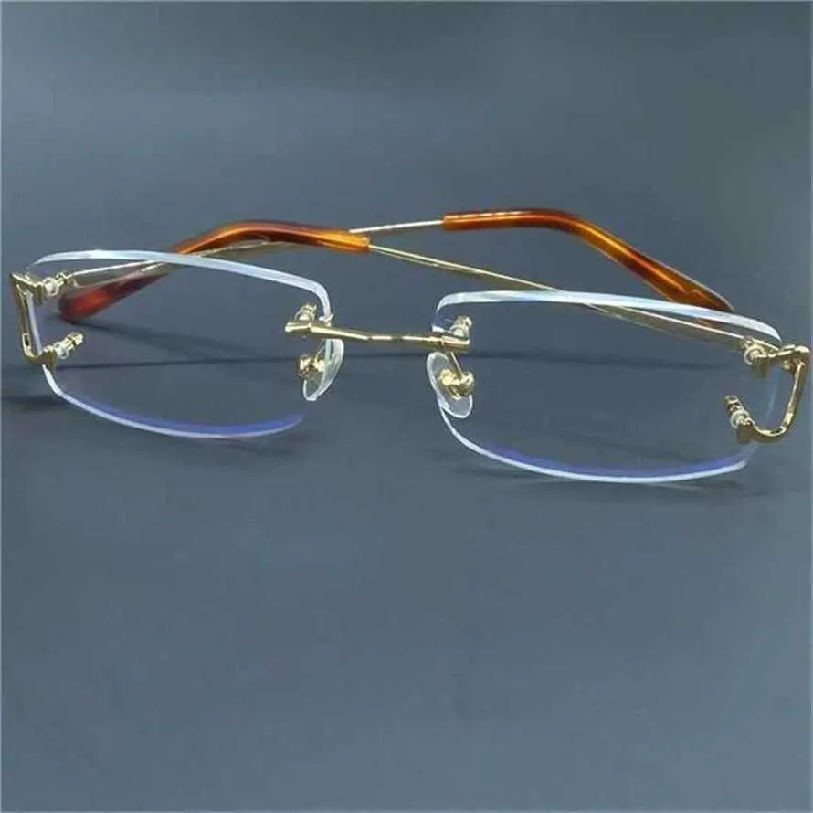 56% OFF Sunglasses 2023 Designer Eyeglasses Frame Rimless Men And Women Rectangle Transparent Clear Eye Glasses Carter Prescription EyewearKajia New