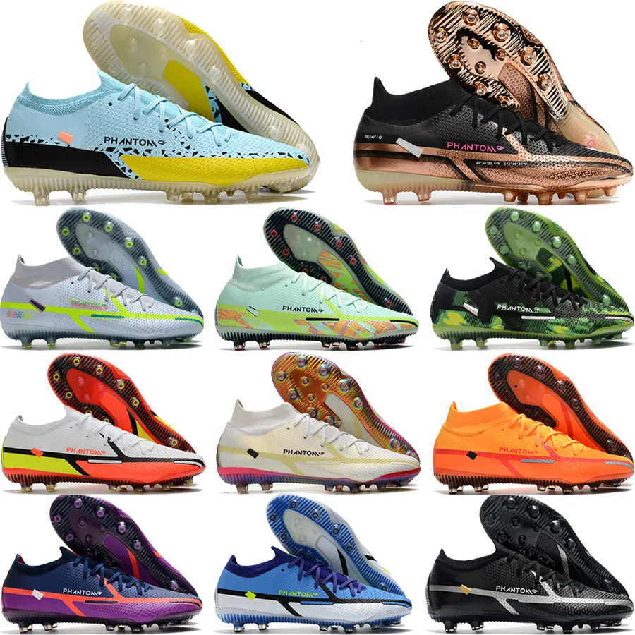 Envoyer avec sac Chaussures de football de football de qualité Phantoms GT2 Elite AG Cheville ACC Chaussures en tricot pour hommes Entraînement confortable en plein air Neymars JR Crampons de football Taille US 6.5-12