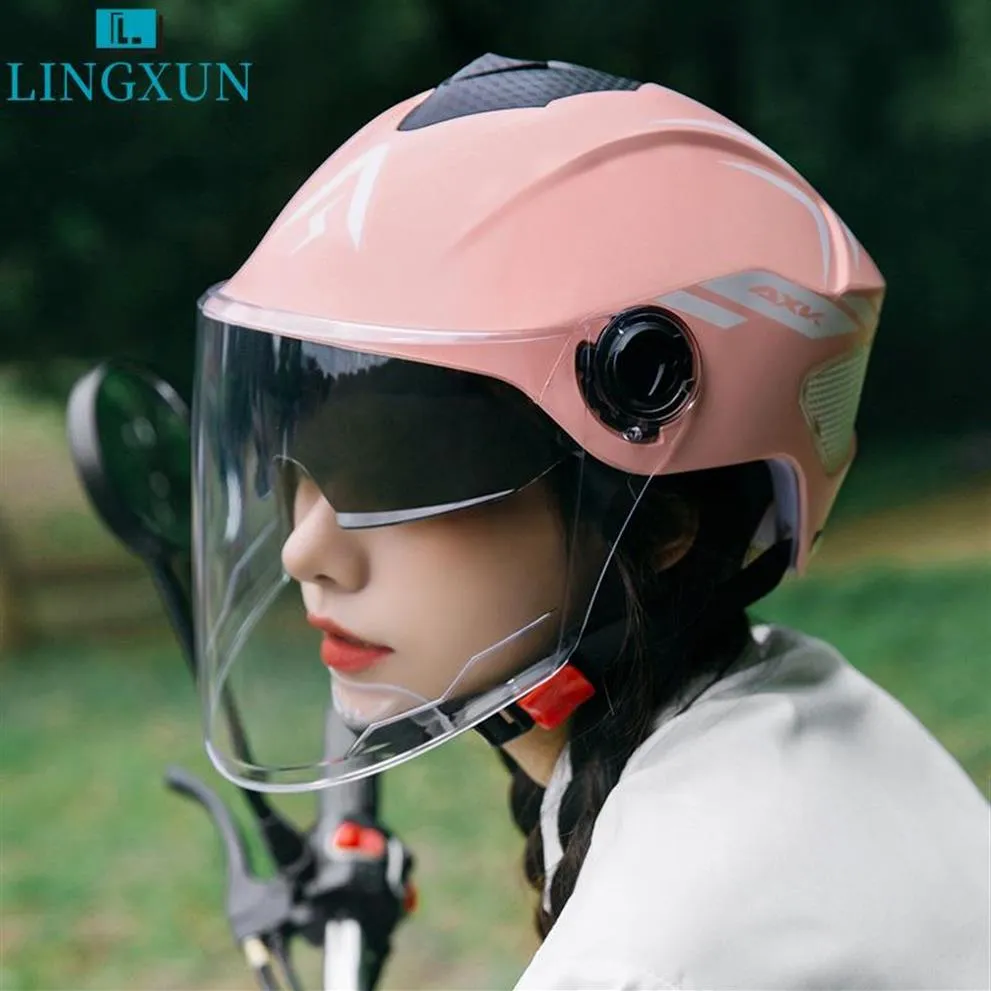 오토바이 헬멧 Lingxun 여름 선 스크린 라이트 헬멧 남성 및 레이디 유니버설 귀여운 전기 자동차 배터리 LB144246C