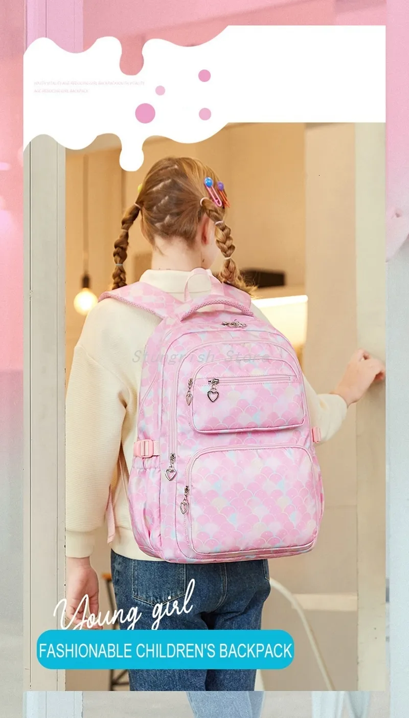 Amythe School Bag Girls Set, School Backpack Girls 3 Pieces With Lunch Bag Pencil Case, School Bag For Girls 3rd To 5th Grade, Cute Casual Children's