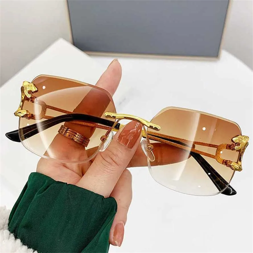 52% OFF Vente en gros de lunettes de soleil Frameless Leopard Head Product Nouvelles lunettes de soleil pour hommes Mode féminine