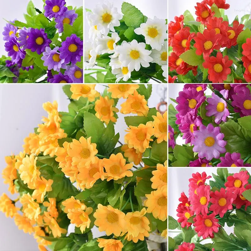 Decorative Flowers 1PC Home Garden Decor Garland Decoration Fake Flower Wall Hanging Daisy Artificial Vine Chrysanthemum Simulation