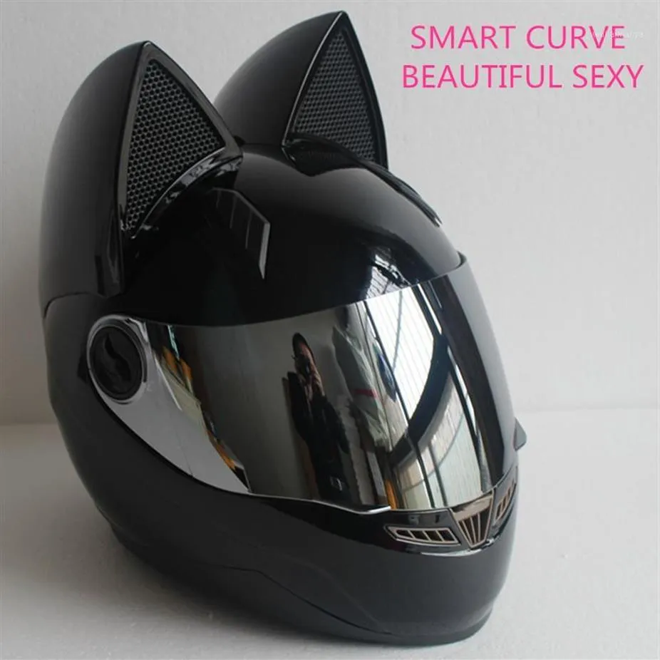 Nitrinos full face motorcycle street bike helmets with sale cat ears women moto helmet
