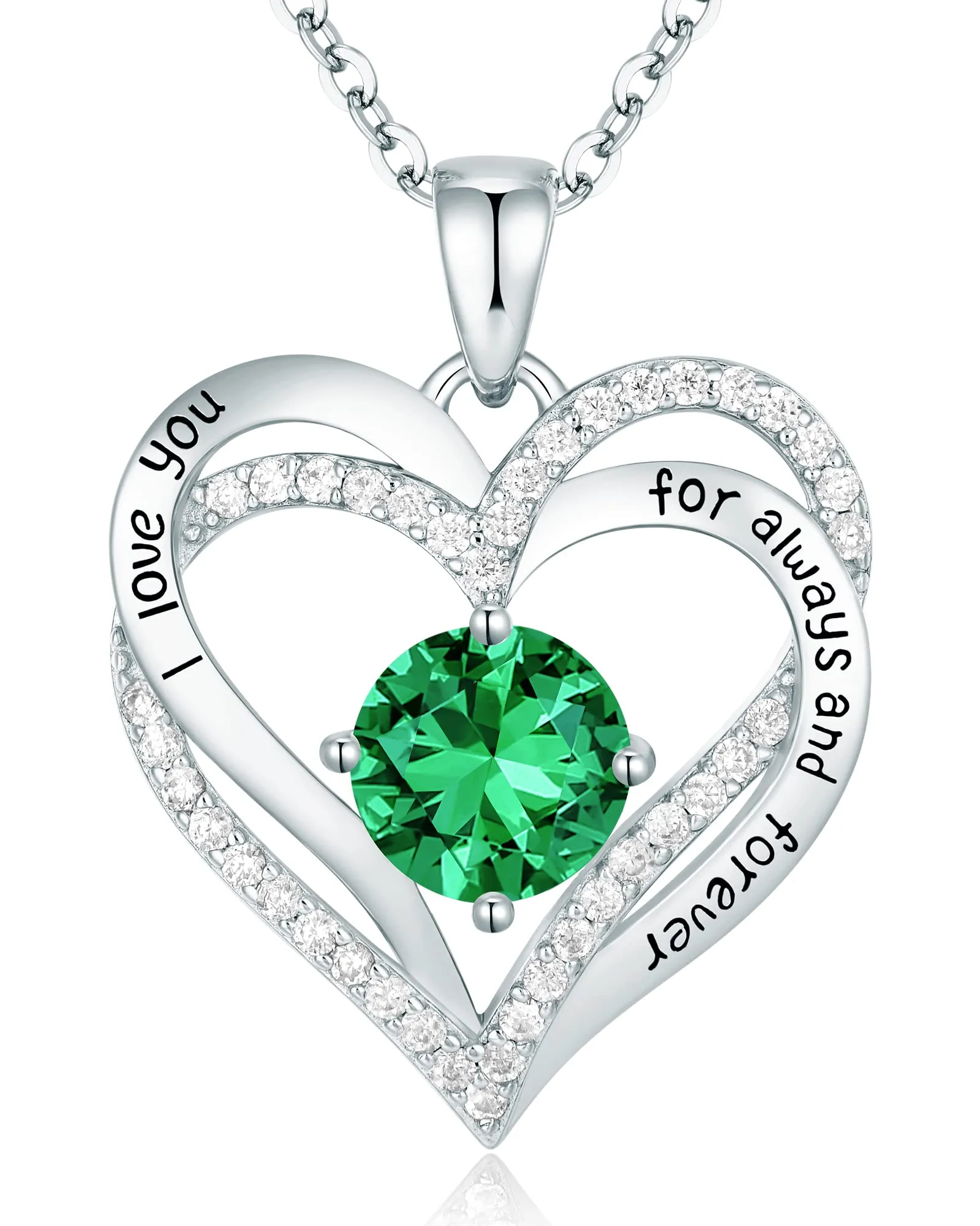 Forever Love Heart Necklace 925 Sterling Silver Birthstone