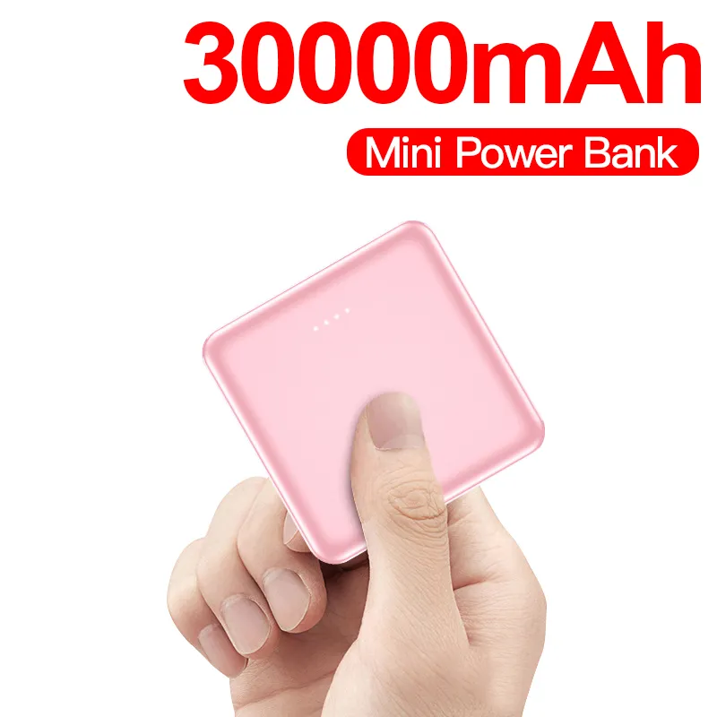 Mini-Powerbank, tragbar, 30.000 mAh, Ladegerät, 2 USB-Ausgänge, schnelles Aufladen, externes Ladegerät für iPhone, Samsung, Xiaomi