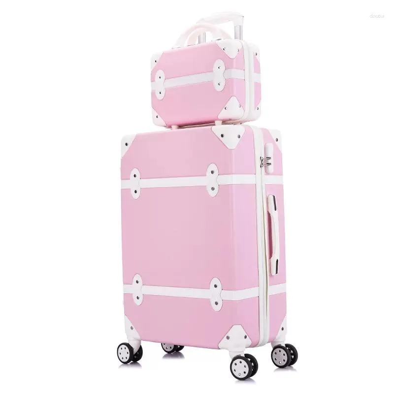 Koffer Carrylove Damen Spinner ABS Retro-Gepäck 20"22"24"26" Trolley-Tasche Vintage-Koffer-Set auf Rädern