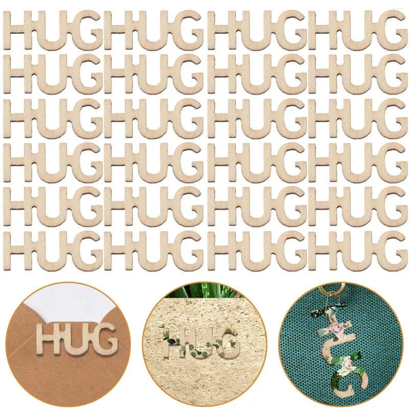 Bouteilles de stockage 100 Pcs Hug Jar DIY Bois Artisanat En Bois Décoratif En Vrac Mots Inachevés Découpes