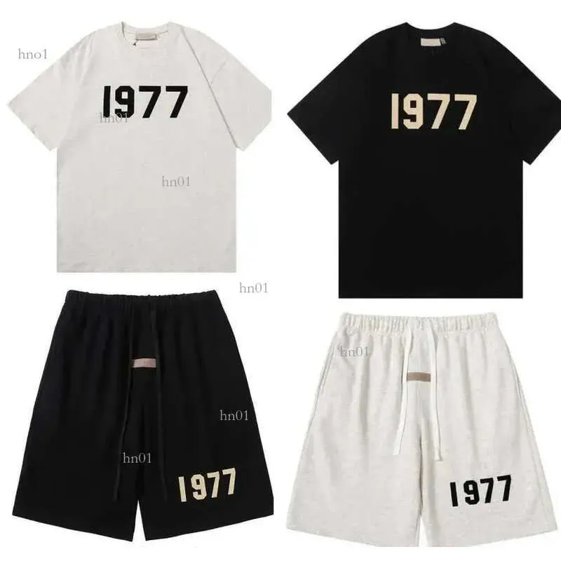 2023 Summer Designer T-Shirt Mens T-shirt Front Flocking 1977 Letter Silicon Back New High Streetwear Loose Oversize Tee Skate N1