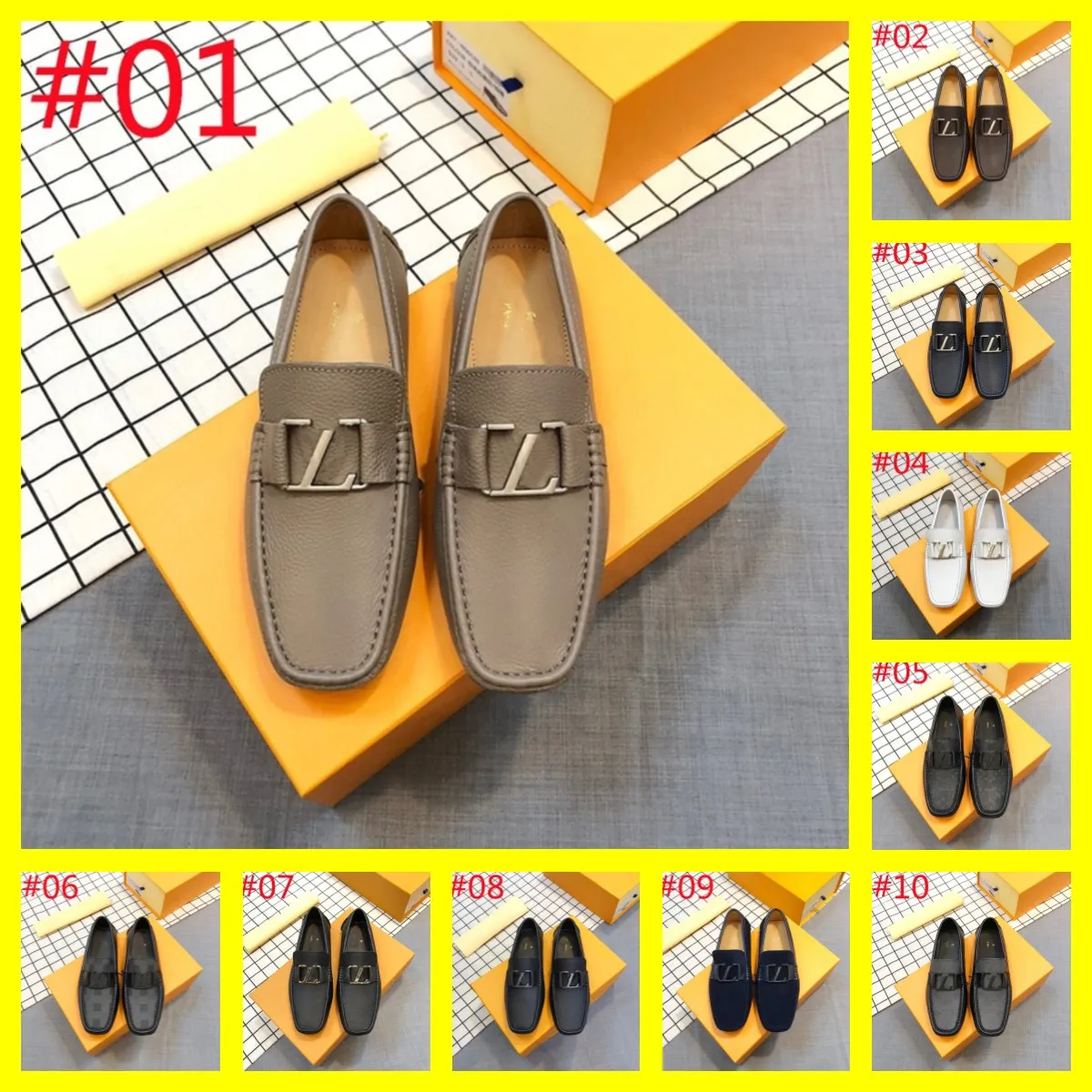 40 Style Men Designer Loafers Shoes Luxurious Italian Classics Gold Moccasins Dress Shoes Black White äkta Leather Office Wedding Walk Drive Shoes Size US 6.5-12