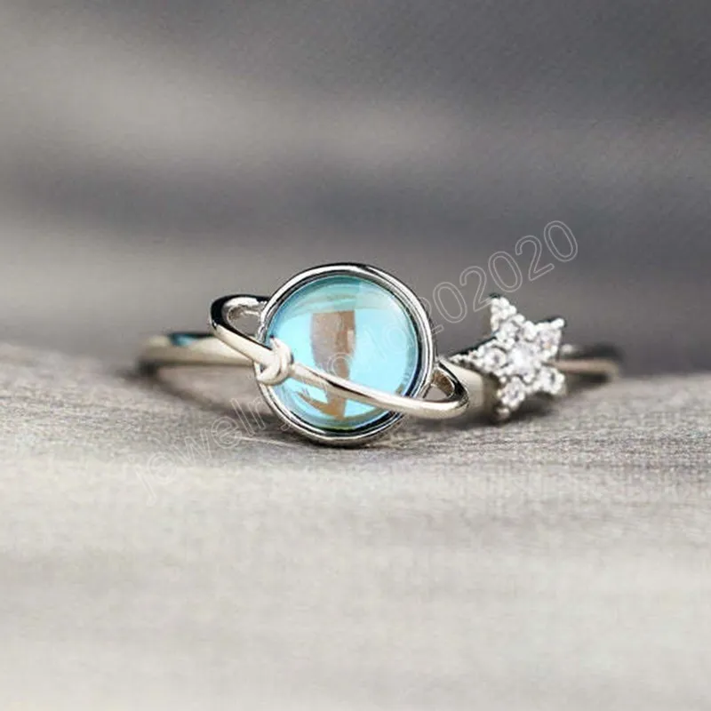 Anello girevole pianeta luna stella luna Pietra di luna Anello girevole regolabile per decompressione dell'ansia per regalo di gioielli da donna