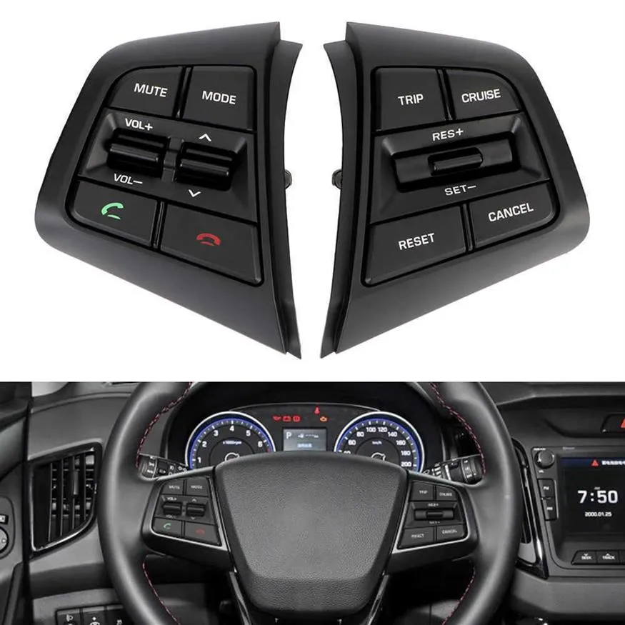 Car Buttons Steering Wheel Cruise Control Remote Volume Button With Cables For Hyundai ix25 creta 1 6L Bluetooth Switches243f