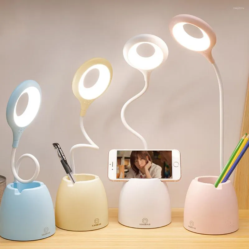 Table Lamps Desk Lamp LED Touch Dimming USB Night Light Reading Eye Protection Learning Multi-function Bracket Pen Holder