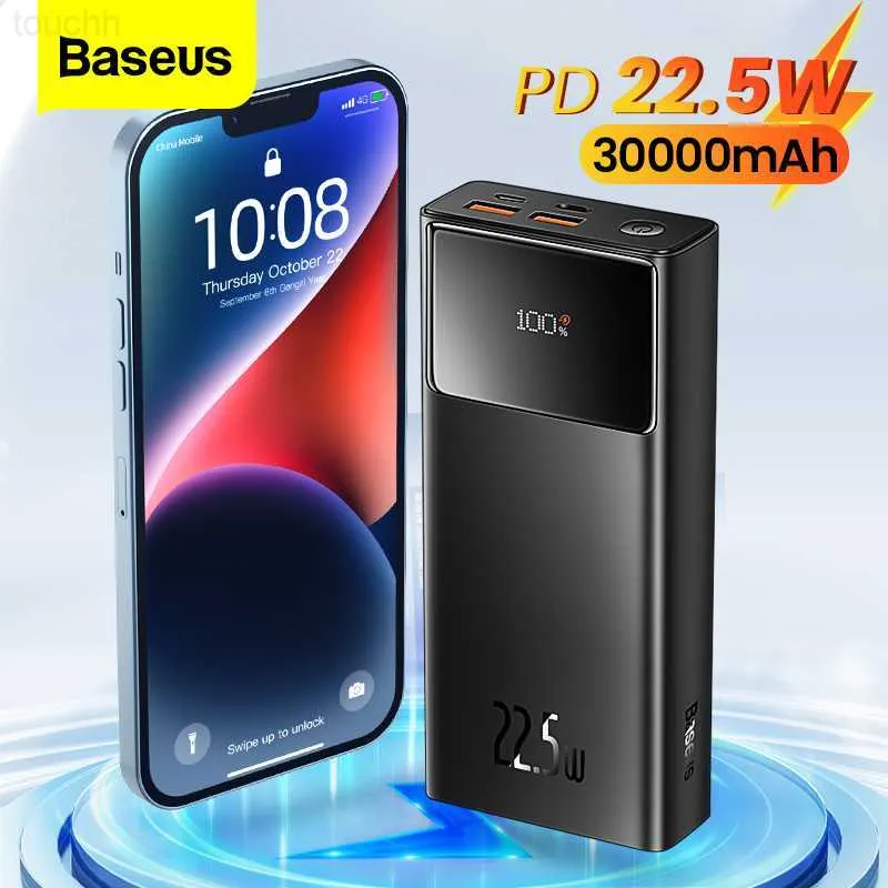 Banques d'alimentation pour téléphone portable Banque d'alimentation Baseus PD 20W 30000mAh Charge rapide pour iPhone Xiaomi Poco 20000mAh 22.5W chargeur de batterie externe Portable Powerbank L230824