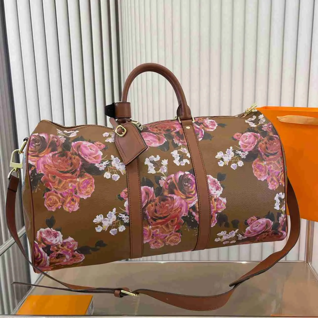 Bolsa Duffle de grife bolsa de mão bolsa de viagem bolsa de grife feminina bolsa de mão moda feminina clássica bolsa de bagagem de grande capacidade 50 cm