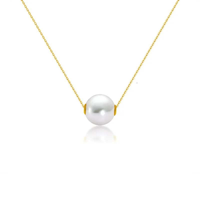 Strängsträngar 2023 Real 18K Gold Pendant Necklace Pure AU750 Chain Natural Freshwater Pearl For Women Fine Jewelry Wedding Present 230729
