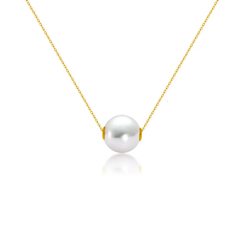 Strands Strings 2023 Real 18K Gold Pendant Necklace Pure AU750 Chain Natural Freshwater Pearl for Women Fine Jewelry Wedding Gift 230729