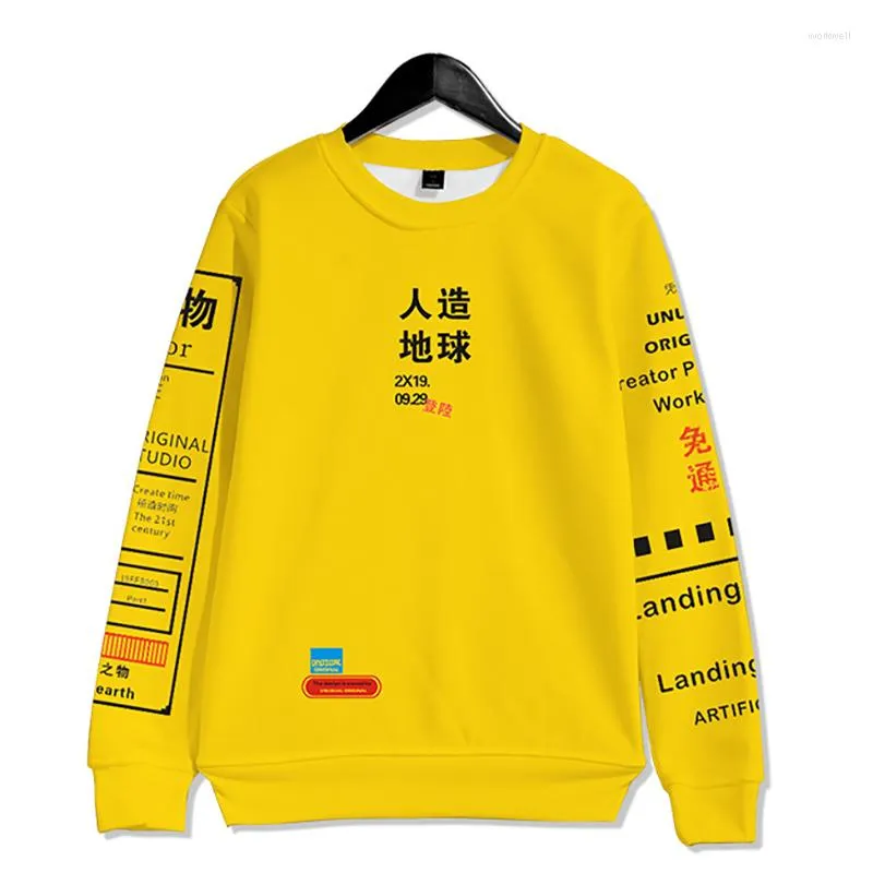 Erkek Hoodies 2023 Çince Karakter Harajuku Dış Giyim Yapay Dünya 3D Hoodie Sweatshirt Grafik Grafiti Kanji Sweatshirt