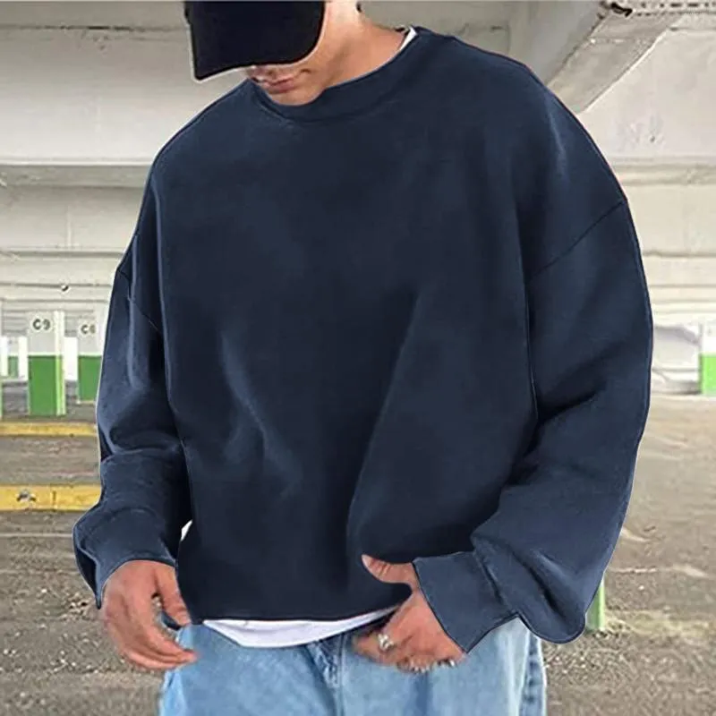 Herrtröjor man tröja herr svett skjortor enkel casual lös överdimensionerad solid hoodless pullover tröja kappa topp gammal