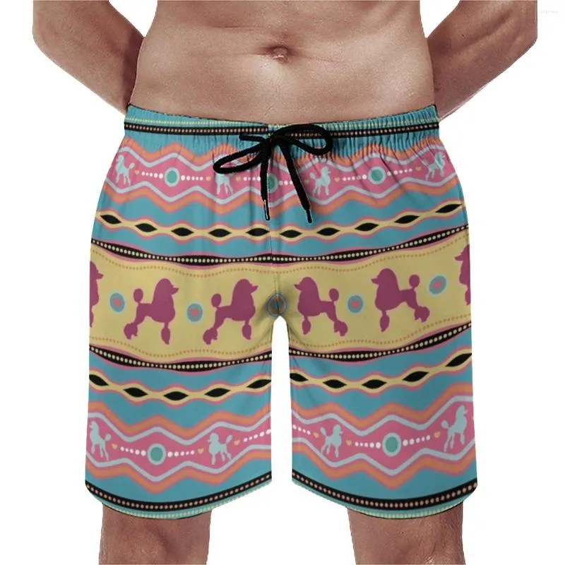 Pantaloncini da uomo Cute Barboncino Board Print Plus Size Pantaloni da spiaggia Divertimento colorato Retro Maschi Swim Trunks Qualità