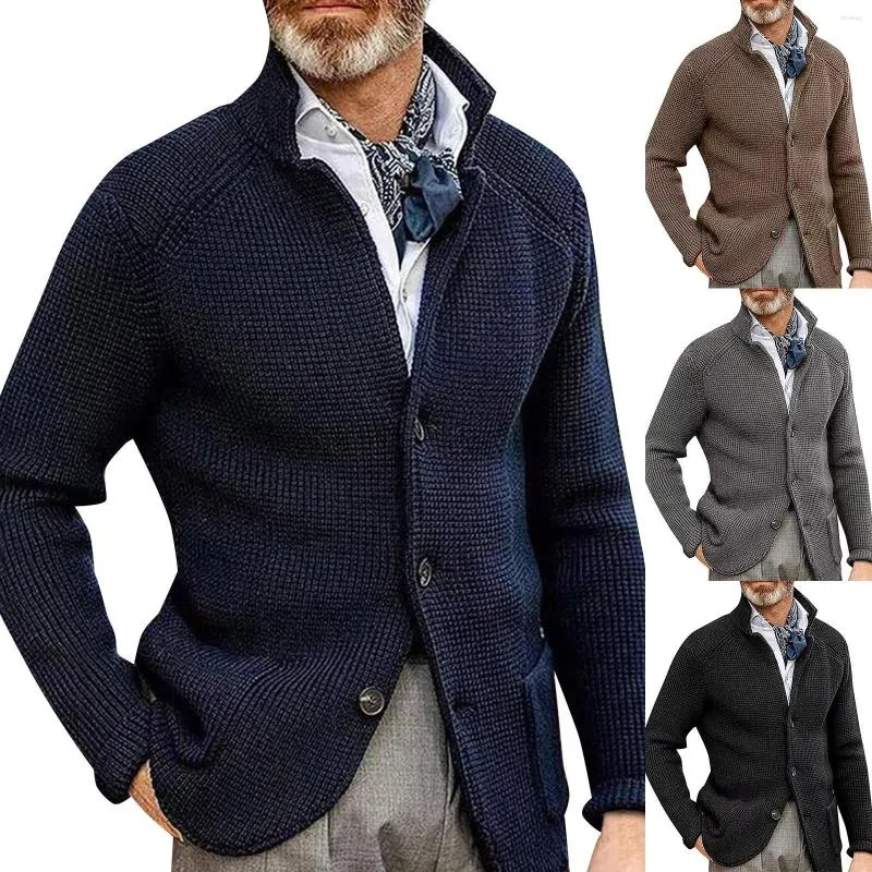 Trenchs pour hommes Col montant Manteau en laine Épais Aiguille Épaissie Costume Chandail Hommes Hommes Regular Fit Costumes