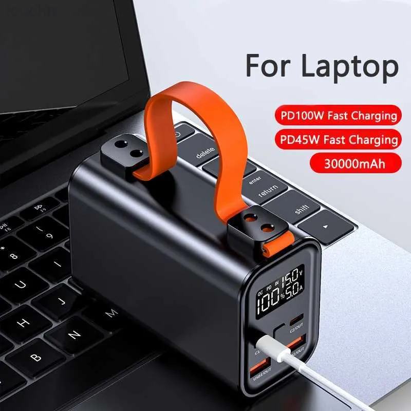 Mobiltelefon Power Banks 100W Super Fast Charging för MacBook Laptop Power Bank 30000mAh Powerbank för iPhone X Samsung Xiaomi Poverbank Externt batteri L230824