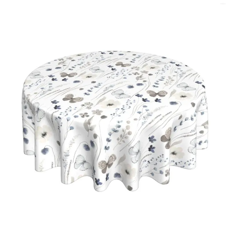 Nappe Florale Nappe Ronde 60 Pouces Couverture Imperméable Lavable Décoration De Table Pour Restaurant Pique-Nique Intérieur