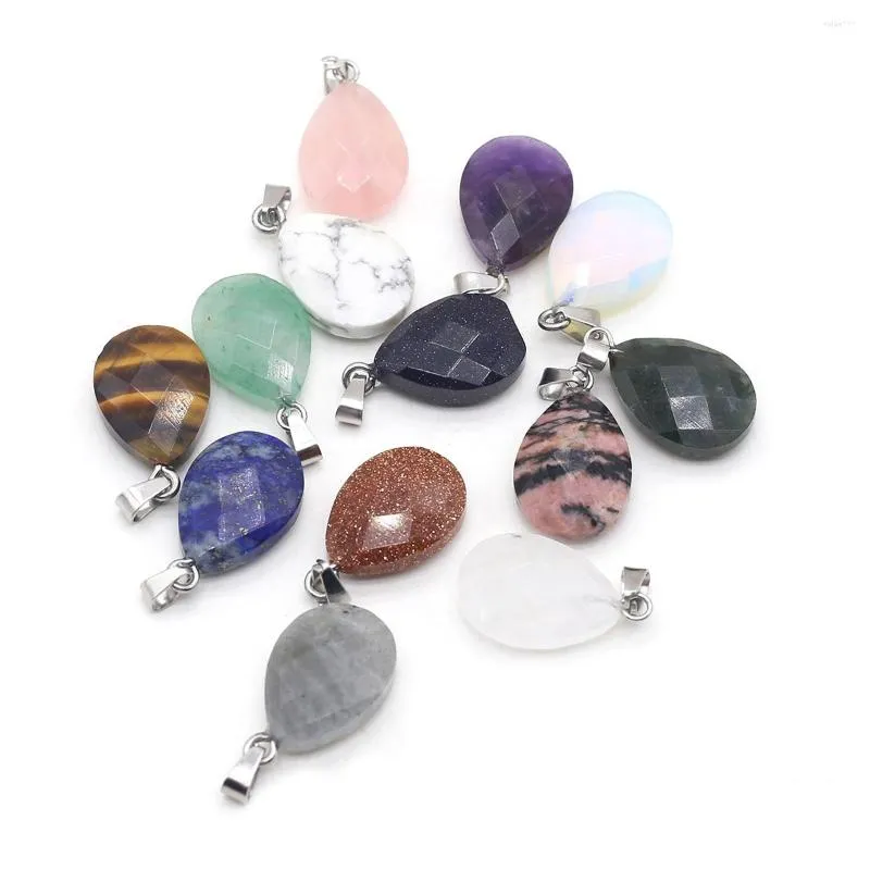 Pendant Necklaces Fine Natural Stone Crystal Pendants Water Drop Faceted Amethysts Tiger Eye For Jewelry Making DIY Women Necklace Party