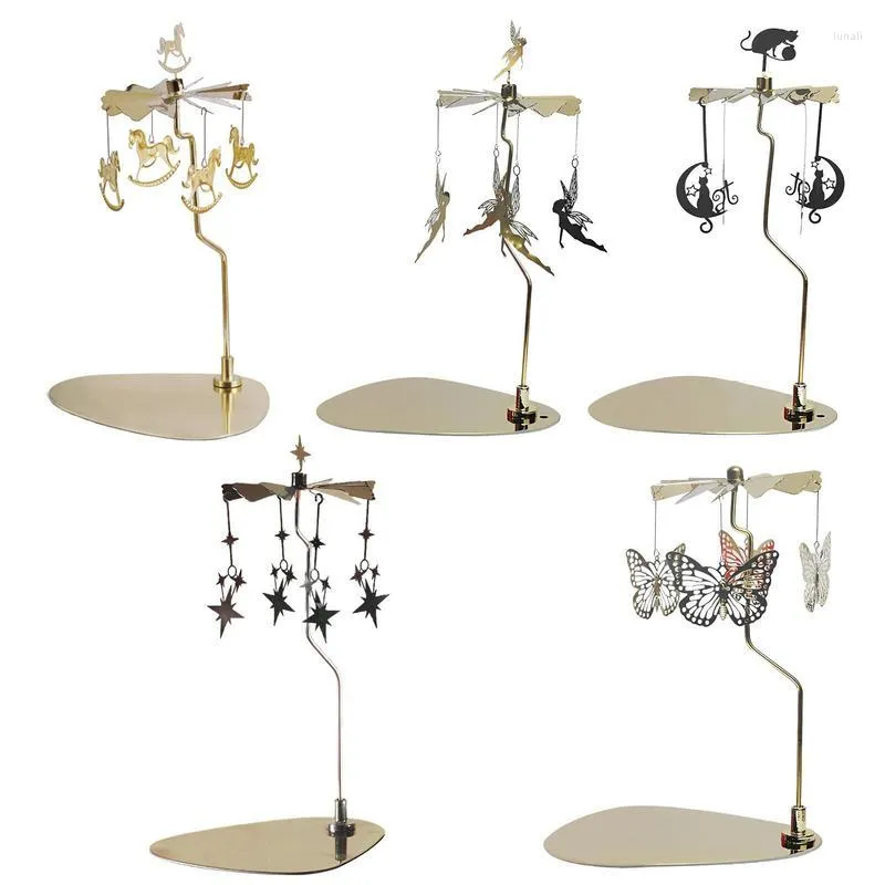 Candle Holders Carousel Wind Chime Holder With Tray Tea Light Home Decoration Dinner Wedding Bar Party Gift Candelabra