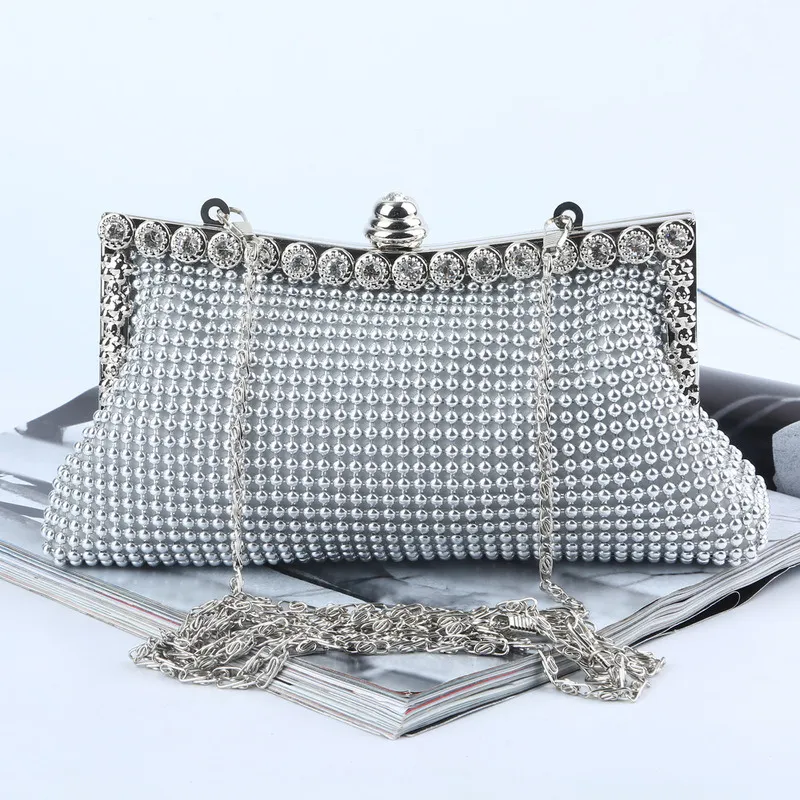 Sacs de soirée or pochette paillettes perle Designer femme élégante sacs de fête Vintage mode mariée sac à main argent sac à main 230729