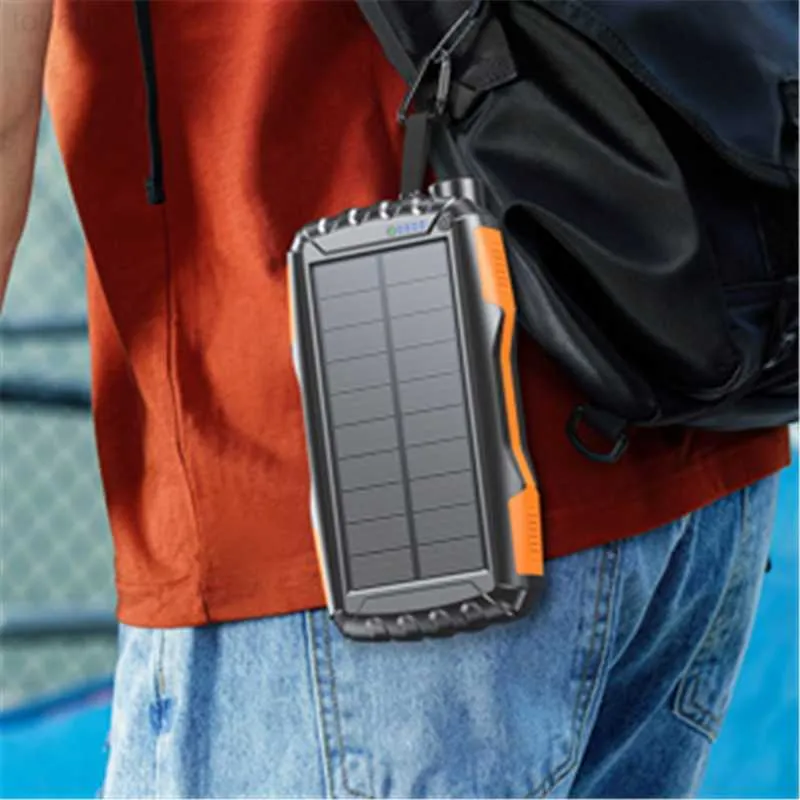 Power Power Banks Solar Power Bank 42800mAh شاحن شحوم الطاقة الشمسية USB منافذ بطارية خارجية PD18W PowerBank للهاتف الذكي iPhone X Xiaomi مع LED Light L230728