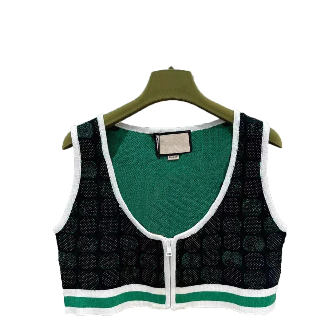 Designer Women Knits Top Tee Gebreid Vest Tank Top Mouwloos Ademend Gebreide Pullover Cotton Womens Sport Tops Wit Rood Groen