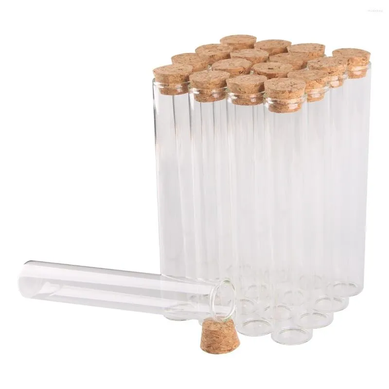 Bouteilles de stockage 24 pièces 60ml 25 150mm Tube à essai en verre transparent avec flacons à bouchon en liège pour faveurs de mariage