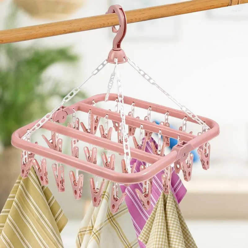 Hangers Sock Dryer Swivel Clothes Drying Clip Rack Lingerie With 32 Clips For Indoor Outdoor Wet And Dry