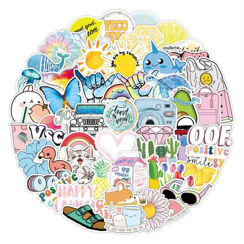 Adesivo impermeabile 10 50 100Pcs Cartoon Vsco Girl Stickers Pack per laptop Telefono Bicicletta Auto Skateboard Bagagli Chitarra Giocattolo Casuale 302L