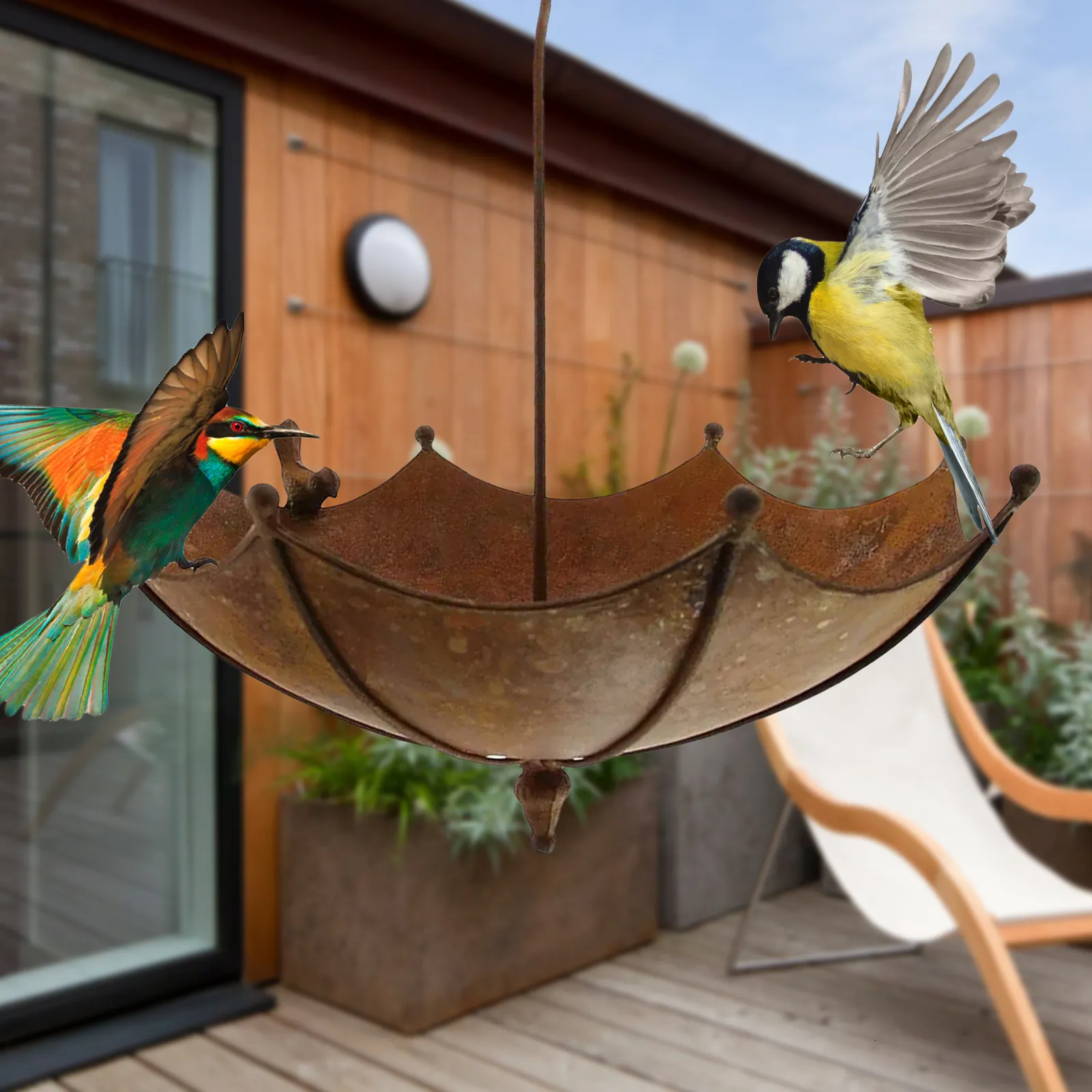 Kolibri-Futterspender Mit 6 Blumenöffnungen – 2-in-1 Futterstation & Badestelle, Ameisensicher