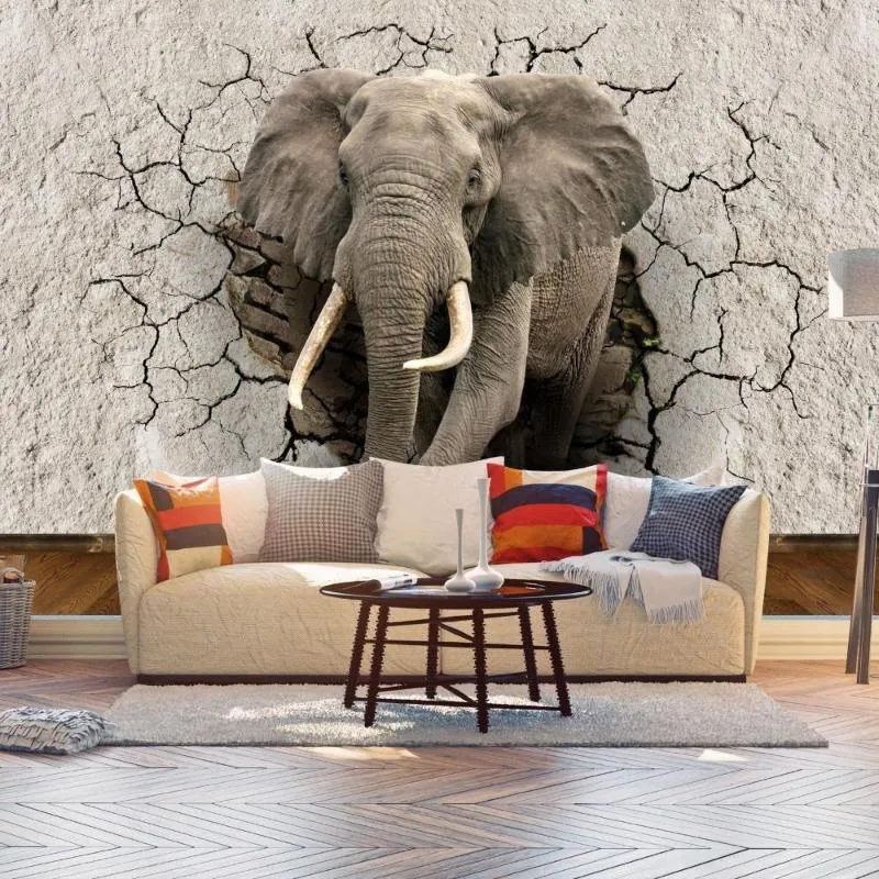 Sfondi Personalizzati 3D Po Carta da parati Animale Elefante Rotto Carta da parati Soggiorno Camera da letto Impermeabile Decorazioni per la casa