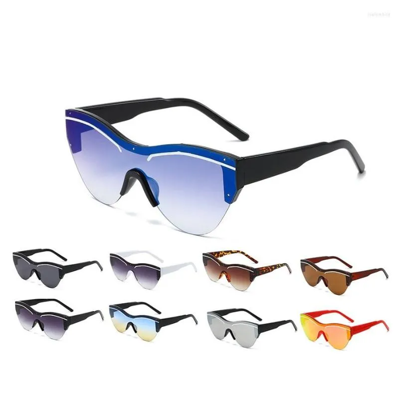 Sonnenbrille, stilvoll, Farbverlauf, bunt, Katzenauge, für Damen und Herren, übergroß, randlos, UV-Schutz, Sonnenbrille, modische Sonnenbrillen