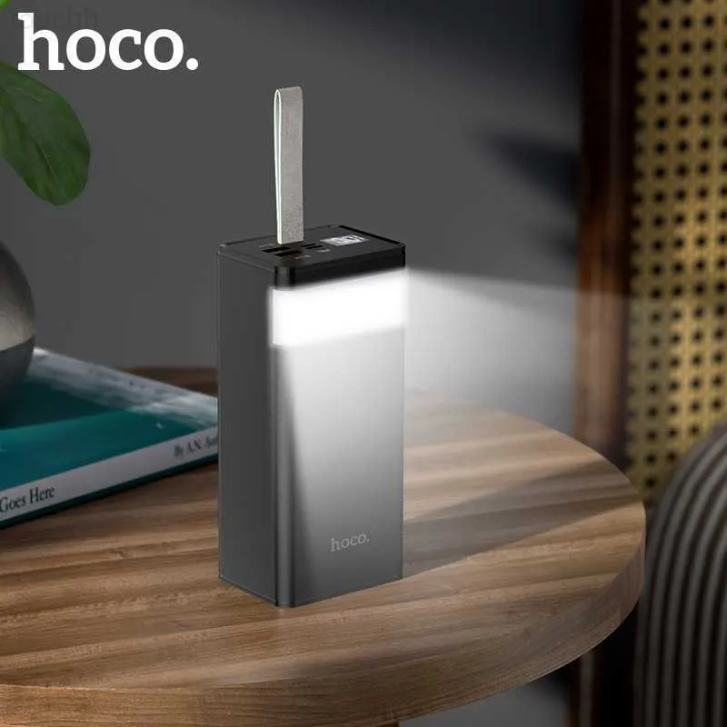 Bancos de energia do telefone celular HOCO 50000mAh Power Bank 20W PD QC 3.0 Buas de carregamento de duas vias Lâmpada de mesa Powerbank Tipo C Tipo de bateria externa para iPhone13 12 L230728