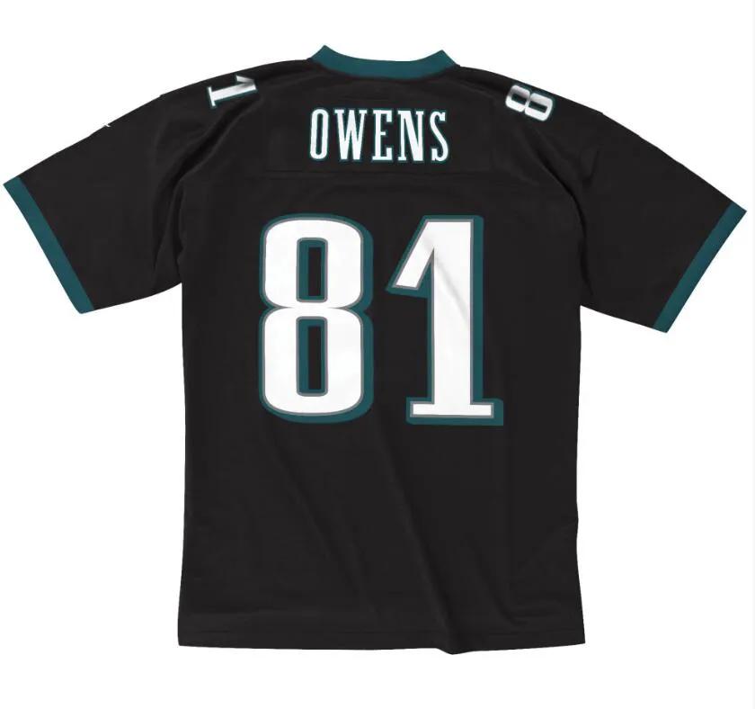 스티치 풋볼 저지 81 Terrell Owens 2004 메시 레트로 럭비 유니폼 남성 여성 및 Yourh S-6XL